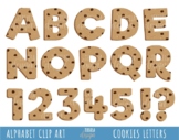 COOKIES LETTERS Clipart, cookie alphabet, chocolate chips 