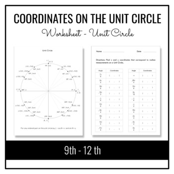 Preview of COORDINATES ON THE UNIT CIRCLE  Worksheet - Unit Circle