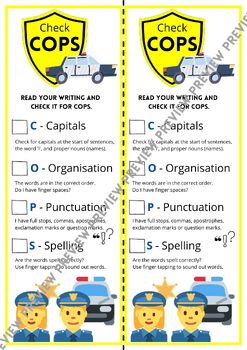 Preview of COPS Bookmark Capital Organisation Punctuation Spelling Student Visual