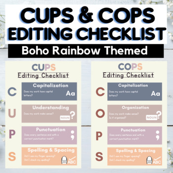 Preview of COPS & CUPS Editing Checklist - Peer Editing Checklist - BOHO Writing Checklist