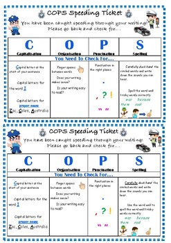 COPS Editing Chart, Checklist, Tickets and Certificates. | TpT