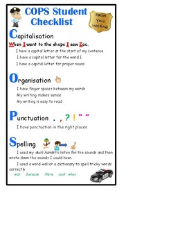 COPS Editing Chart, Checklist, Tickets and Certificates. | TpT