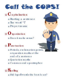 COPS Editing Checklist by Cooper's Corner | TPT