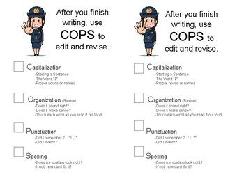 Preview of COPS Editing and Revising Checklist and Video Link