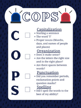 Preview of COPS Writing Writing Revision Checklist