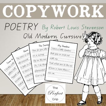 Preview of COPYWORK: Poetry by Robert Louis Stevenson - Qld Modern Cursive Font