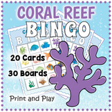 CORAL REEF BINGO & Memory Matching Card Game Activity (Pre