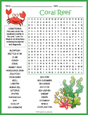CORAL REEF Word Search Puzzle Worksheet Activity - 3rd, 4t