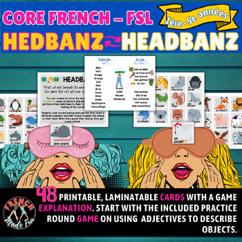 Preview of CORE FRENCH | FSL | HEDBANZ/HEADBANZ| ANIMALS/ANIMAUX | JEU/GAME | BASIC FRENCH