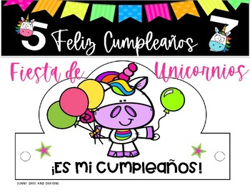 Preview of CORONAS DE CUMPLEAÑOS UNICORNIOS SPANISH BIRTHDAY CROWNS