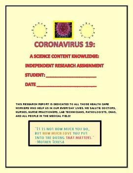 Preview of CORONAVIRUS 19: COVID19/AN INDEPENDENT DISTANCE LEARNING PROJECT: GRS.9- COLLEGE