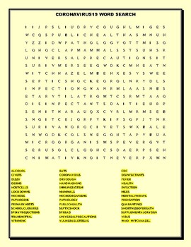 Preview of CORONAVIRUS 19- MEGA WORD SEARCH- 40 WORDS!
