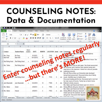 Preview of COUNSELING NOTES: Data & Documentation