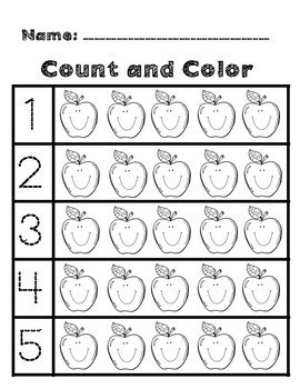 count and color 1 5 by apple adventures teachers pay teachers