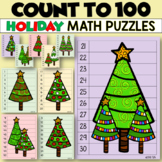 COUNT TO 100 December Christmas Trees Puzzles Math Center