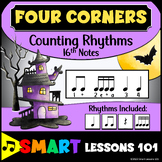 COUNTING 16th RHYTHMS FOUR CORNERS GAME | Halloween Music 