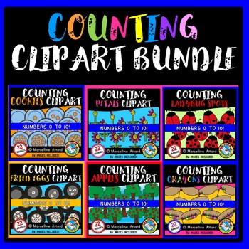 Preview of MATH COUNTING CLIPART BUNDLE APPLES COOKIES LADYBUG EGGS CRAYONS FLOWER PETALS