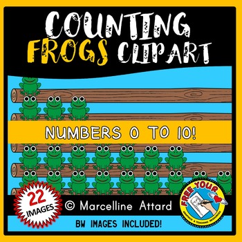 Preview of POND COUNTING FROGS ON A LOG CLIPART FOR SPRING MATH ACTIVITIES AND MORE