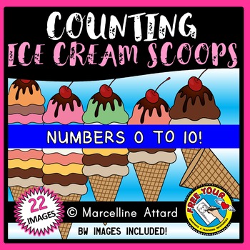 Preview of SUMMER CLIPART ⚫ ICE CREAM SCOOPS COUNTING CLIP ART