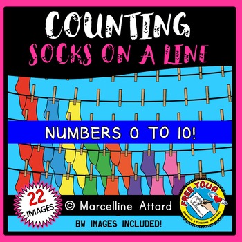 Preview of COUNTING CLIPART MATH SOCKS ON A LINE CLOTHES BACK TO SCHOOL WINTER CLOTHING
