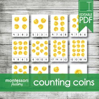 Preview of COUNTING COINS St. Patrick | MONTESSORI Printable Counting Clip Cards