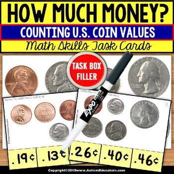 Preview of Counting Coins Money Task Box Filler for Special Education and Autism