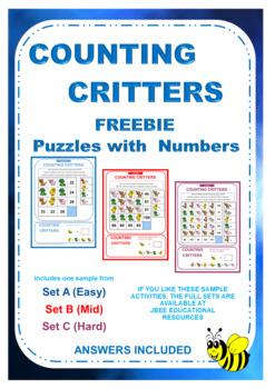 Preview of COUNTING CRITTERS FREEBIES—PUZZLES WITH NUMBERS