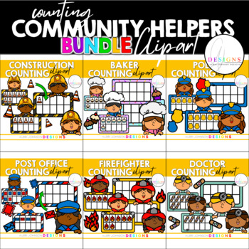 Preview of COUNTING Community Helpers Bundle Clipart ($21 VALUE)