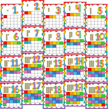 COUNTING NUMBER POSTERS Up to 20 - RAINBOW BRIGHT CLASSROOM DÉCOR