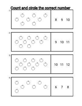 Preview of COUNTING OBJECTS SETS 1 TO 20 ''30 WORKSHEETS'' NUMBERS 1-20 KINDERGARTEN