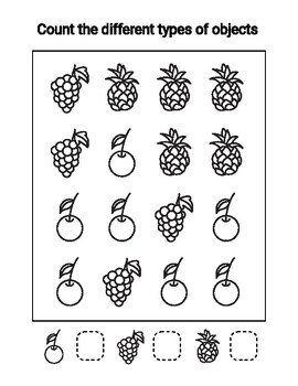 Preview of COUNTING OBJECTS SETS 1 to 10 and 1 to 20 ''30 WORKSHEETS''  PRE K/KINDERGARTEN