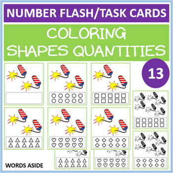 Preview of COUNTING SHAPES COLORING FLASH TASK CARDS