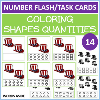 Preview of COUNTING SHAPES COLORING FLASH TASK CARDS