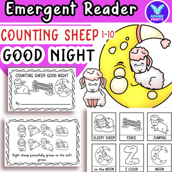 Preview of COUNTING SHEEP Math Emergent Reader Vocab Kindergarten NO PREP Activities