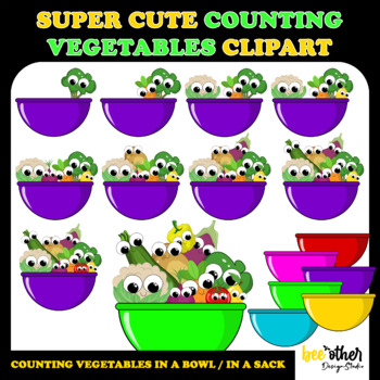 Preview of COUNTING SUPER CUTE VEGETABLES CLIPART SET