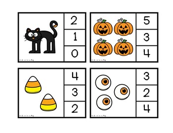 COUNTING TO 10 CLIP CARD CENTER- HALLOWEEN by KINDER COFFEE SHOP