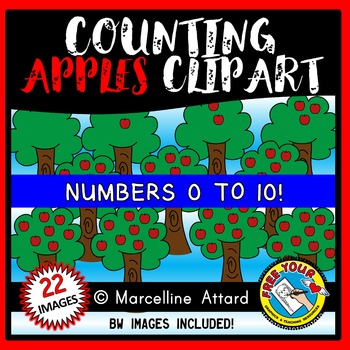 Preview of COUNTING TO 10 CLIPART APPLE PICKING TREES SEPTEMBER FALL MATH BACK TO SCHOOL