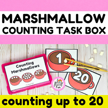 Preview of COUNTING TO 20 TASK CARDS, MATH CENTERS, MORNING WORK, WINTER TASK BOXES, SPED