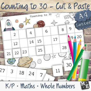 Preview of COUNTING TO 30 Cut and Paste Number Chart Worksheets