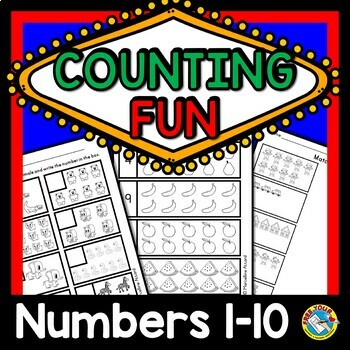 Preview of COUNTING OBJECTS SETS 1 TO 10 WORKSHEETS NUMBERS 1-10 KINDERGARTEN MORNING WORK