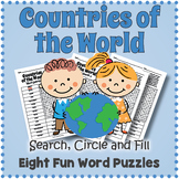 COUNTRIES AROUND / OF THE WORLD - 8 Word Search Puzzle Wor
