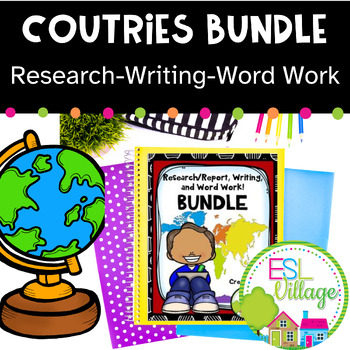 Preview of COUNTRIES Research Creative Writing Word Work Activities BUNDLE