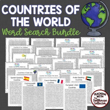 countries of the world word search bundle 24 puzzles tpt