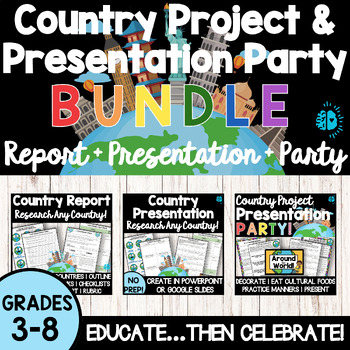 Preview of COUNTRY RESEARCH PROJECT & PARTY BUNDLE Report PPT Presentation Celebration