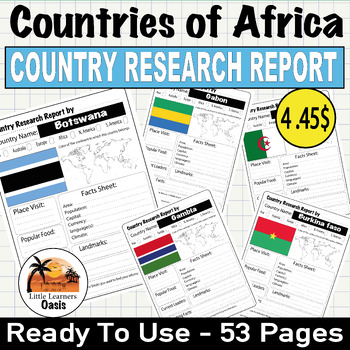 Preview of COUNTRY RESEARCH REPORT Template Project AFRICA | 3rd 4th 5th Grade