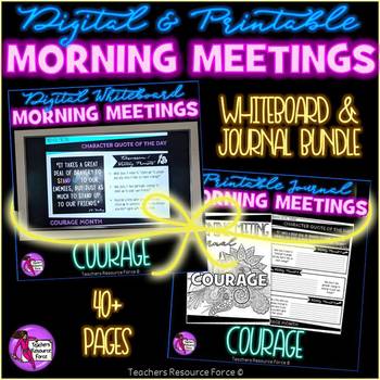 Preview of COURAGE Social Emotional Learning Character Ed Morning Meeting BUNDLE