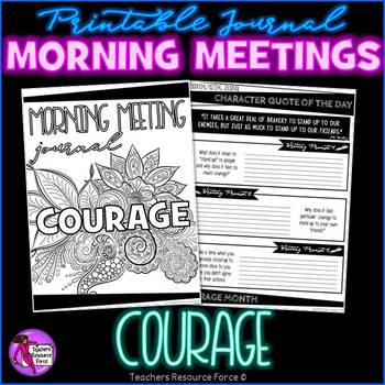 Preview of COURAGE Character Education SEL Morning Meeting Printable Journal
