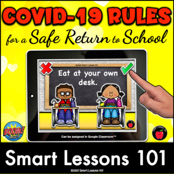 Preview of COVID 19 Social Distancing Safety Boom Cards Class Rules Return to School Activ