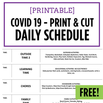 covid 19 daily schedule for kids