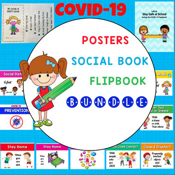 Preview of COVID-19 Posters (Set 1), Social Story, and Flip Book Bundle